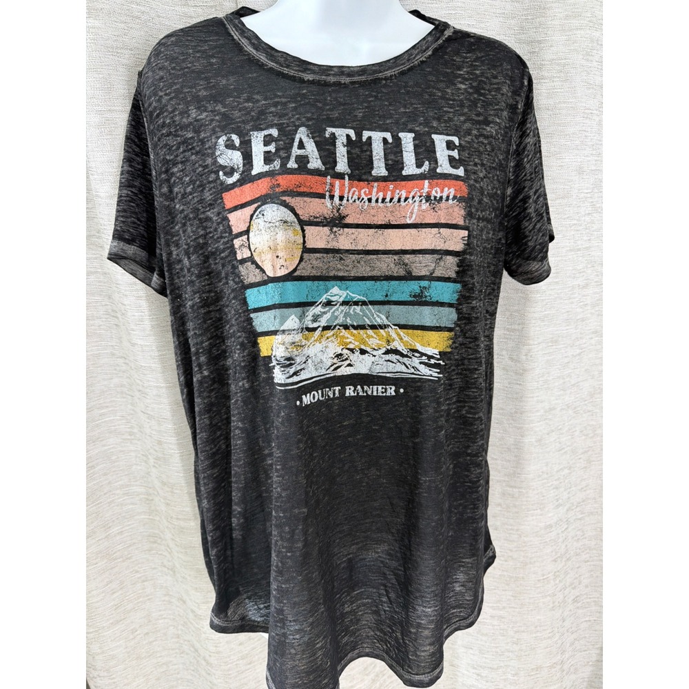 Maurices Seattle Washington Mount Rainier Graphic Tee Soft Burnout Shirt Large